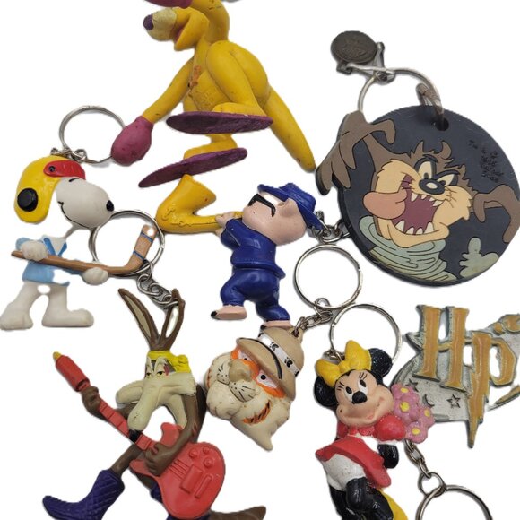 8 Funny Cartoon Key Chains  Metal & Vinyl Bright Colors Collectible - Picture 9 of 15
